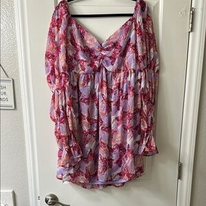 Butterfly Midi Dress- Pink and Purple